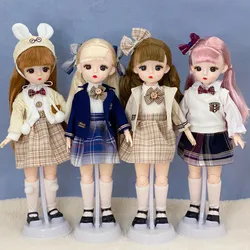 Novo 30cm bjd boneca 13 articulações movable 1/6 meninas vestido 3d marrom olhos brinquedo com roupas sapatos crianças brinquedos para meninas presente