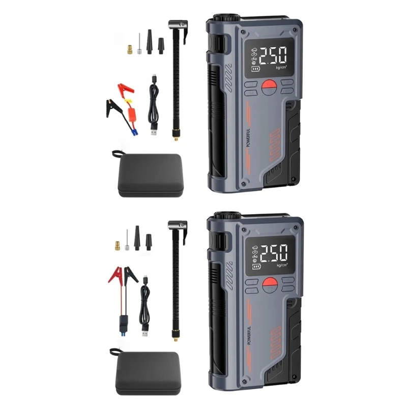 

Tire Inflator 8000mAh Battery Booster Tire Air Compressor with Light