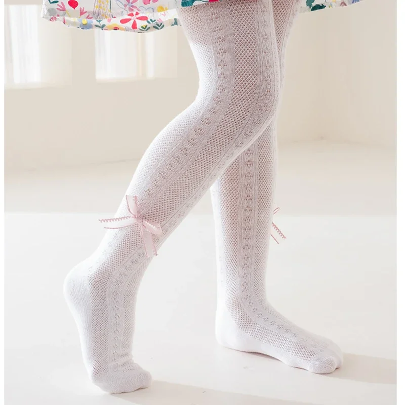 1 Piece Spring and Autumn Children Cute Bow Simple Casual Princess Fashion Sweet Girl Mesh Breathable Pantyhose