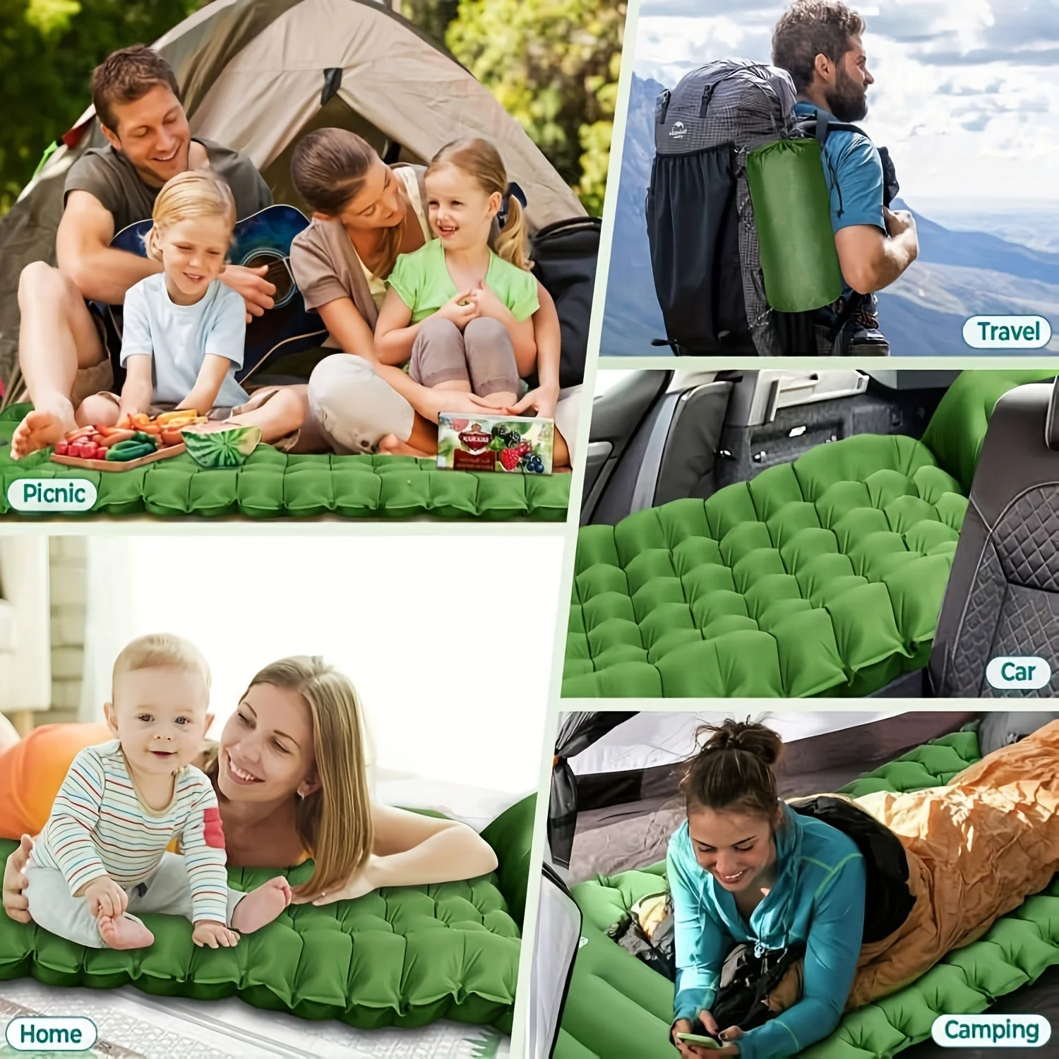 Outdoor camping super thick 4-inch inflatable sleeping mat 5