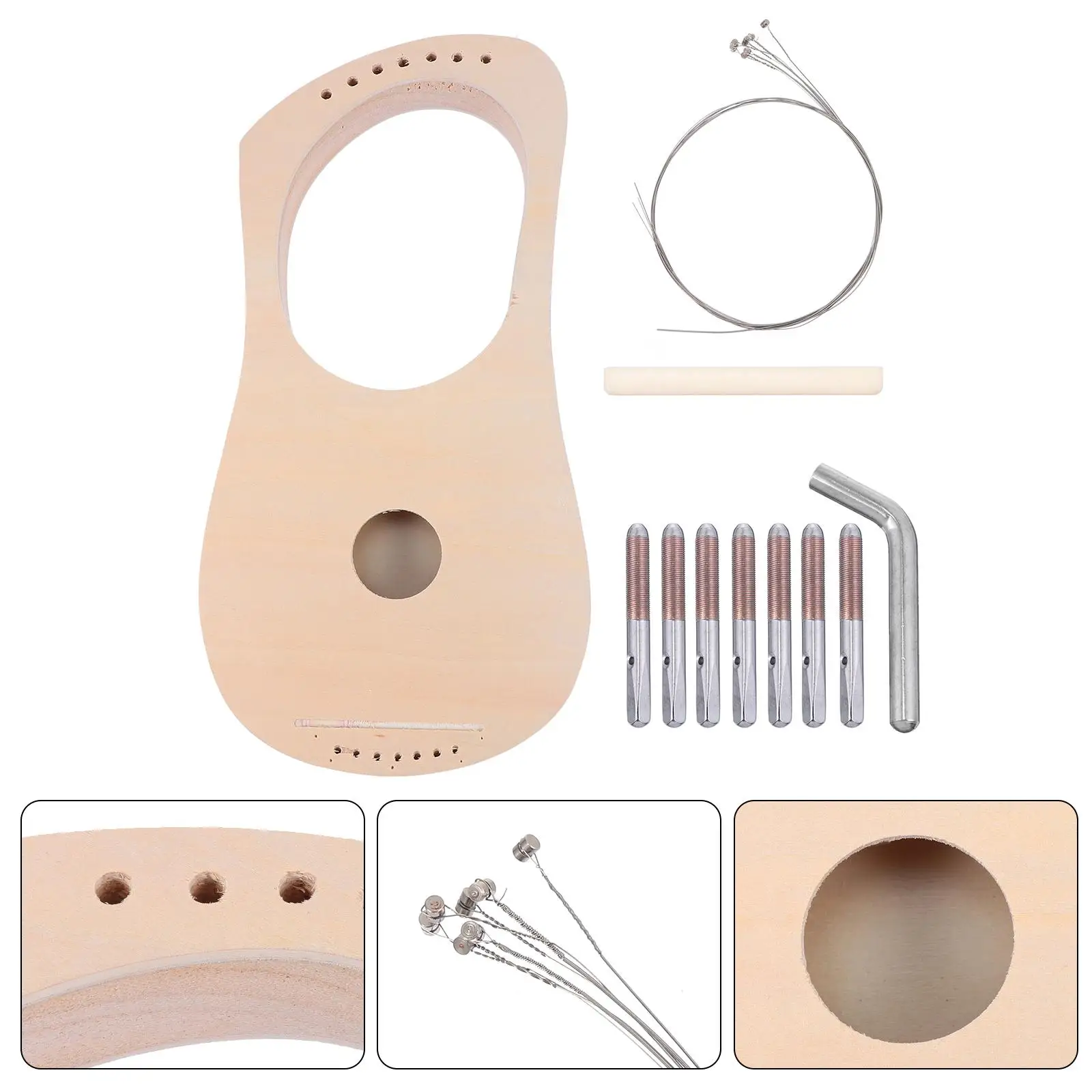 DIY Wooden Piano Lyre Harp Making Material Kit Hand Drawn Toy Handmade Kids Child Instruments
