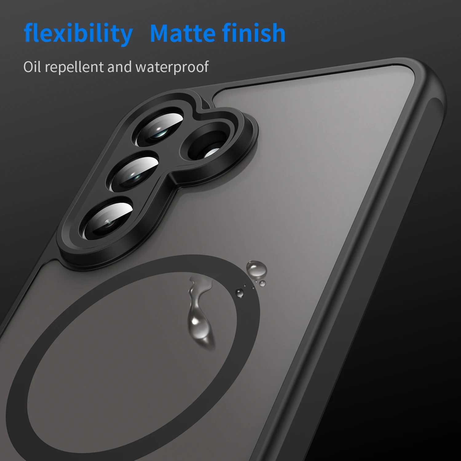 Translucent Frosted Shield Magnetic Phone Case with TPU Frame and Plastic Cover