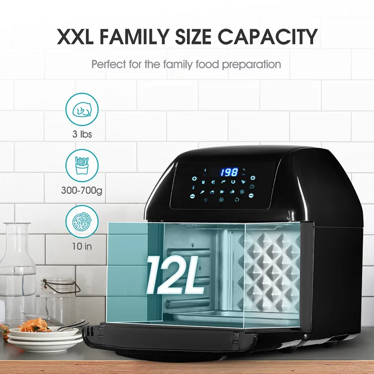 Oil Free Air Fryer Oven 12L 1500W Smart Electric Frying Pan Electric Air Fryer LED Touchscreen Deep Nonstick Basket Fryers