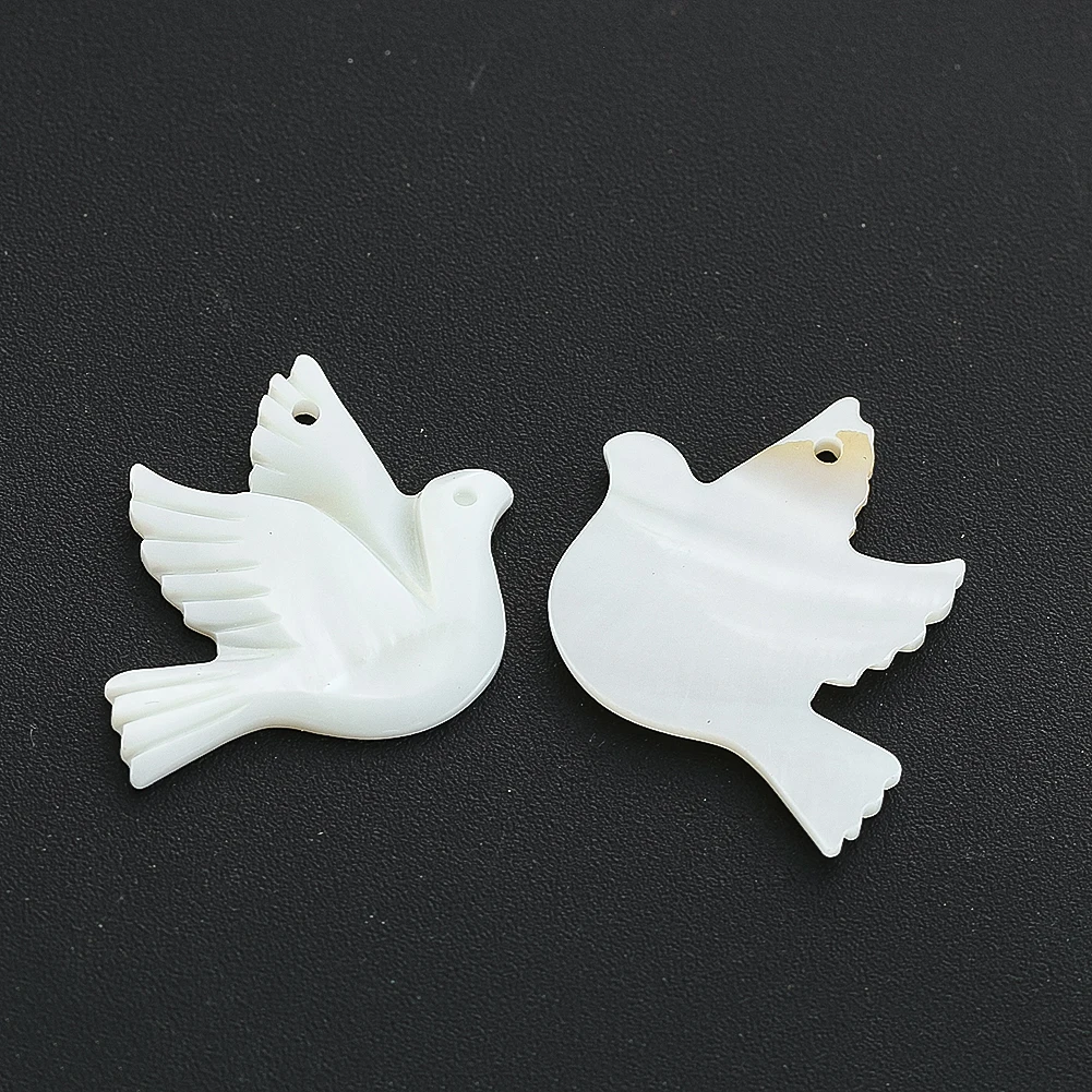 5pcs natural shell ornaments Natural Shell Material Pendant Creative Peace Dove White Simple with Hole Jewelry Making DIY Earrings Bracelet Accessories
