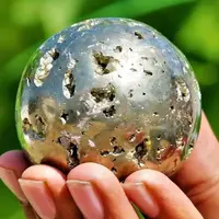 Natural Pyrite Sphere Stone Ball crystal Mineral Quartz Specimen Healing 1