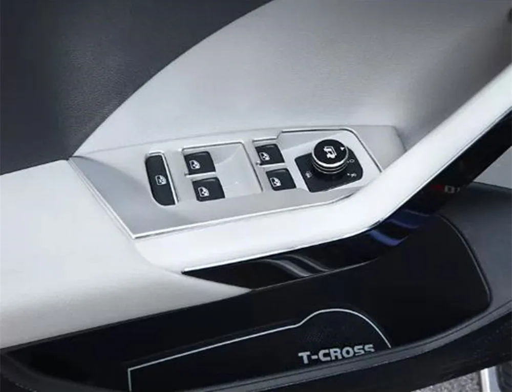 스테인레스 스틸 5 개/몫 폭스 바겐 VW T-Cross Tcross 2018-2023 LHD 액세서리 용 자동차 도어 윈도우 리프트 패널 커버 스티커
