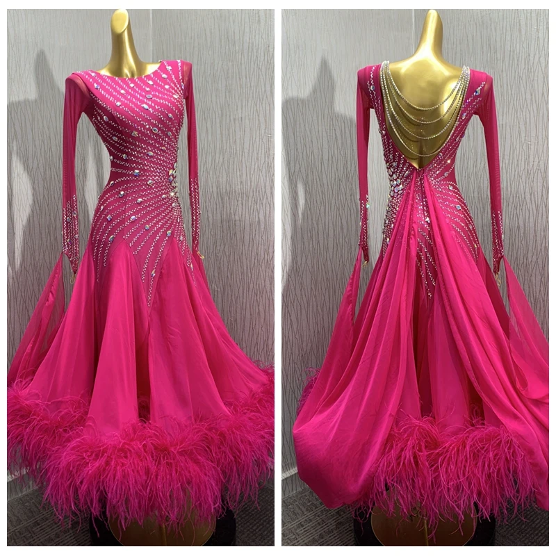 women Modern Waltz Tango Competition Ballroom Dance Dress, Costume Long Sleeve,ABCdance dress