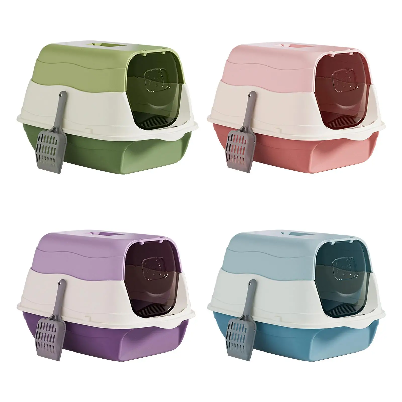 Hooded Cat Litter Box with Lid Fully Enclosed Cat Toilet Pet