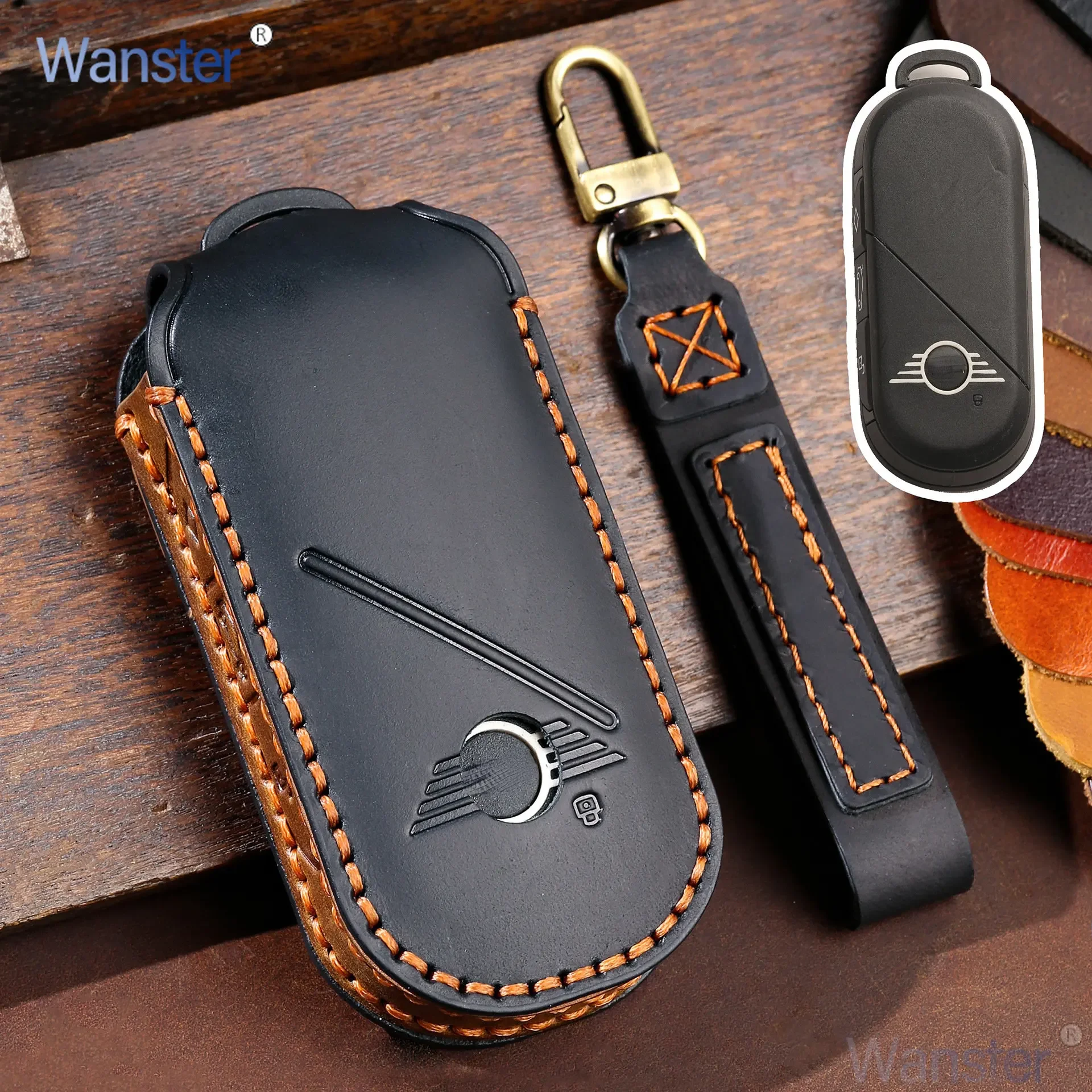 4 Bottons Leather Car Key Case Cover Shell Keychain for 2024 Bmw Mini  Cooper Countryman One 2023 MINI Accessories - AliExpress