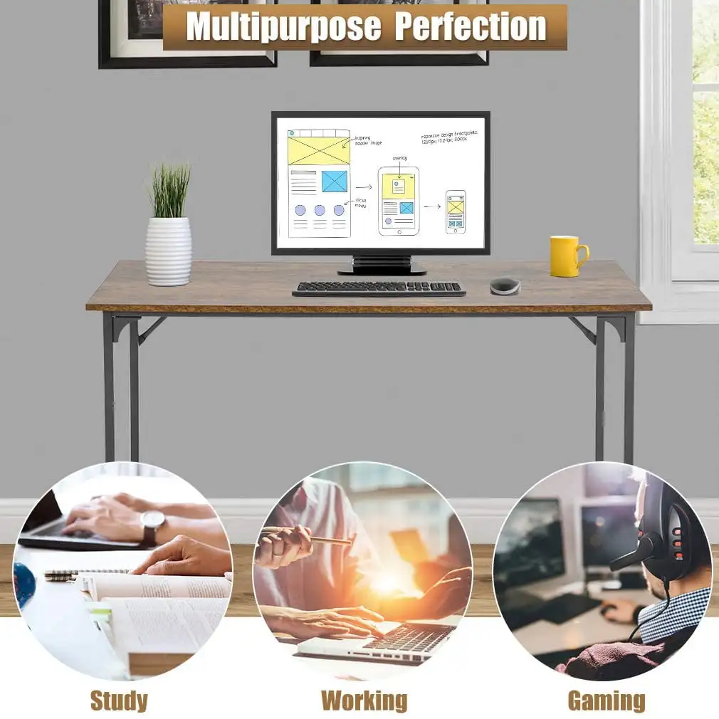 47 inch Computer Desk Modern Writing Desk, Simple Study Table, Industrial Office Desk, Sturdy Laptop Table for Home Office 4