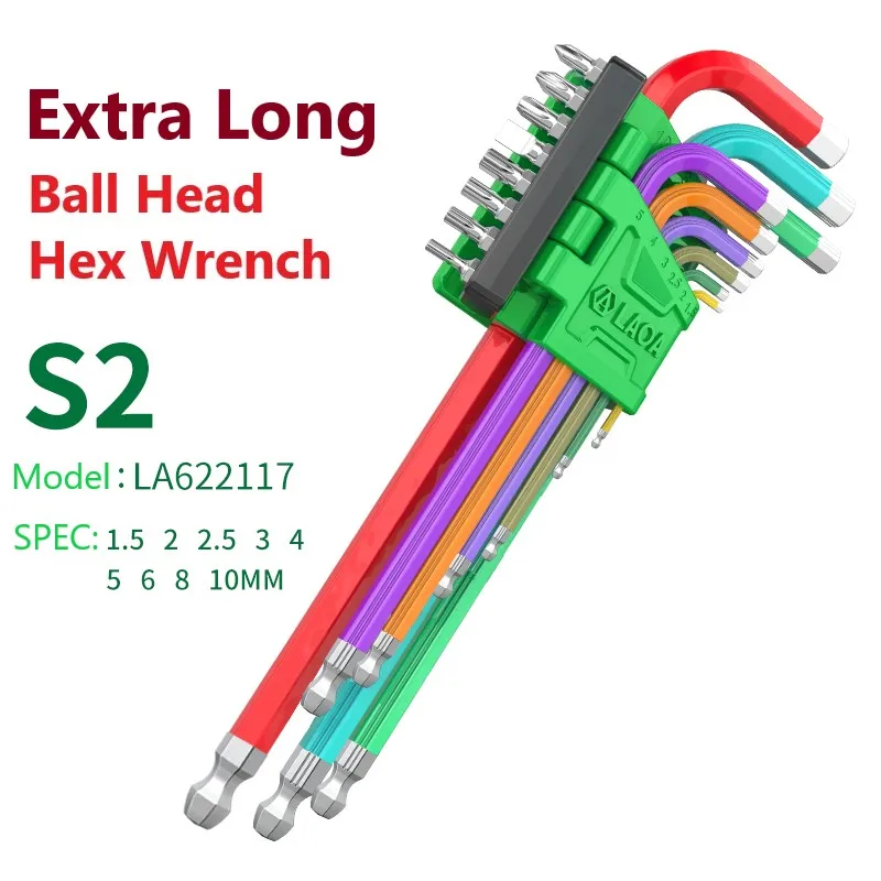 Description Picture 5 of itemLAOA 17PCS Inner Hex Wrench Set Flat Head Hexagon Combination Screwdriver Bits Lenghthen Ball Head Colorful Hexagonal Spanner