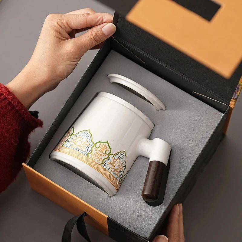 400ml Ceramic Office Cup Tea Separation Tea Cup Filter Mug with Lid High End Household Tea Cups Drinking Utensils Under Glazed