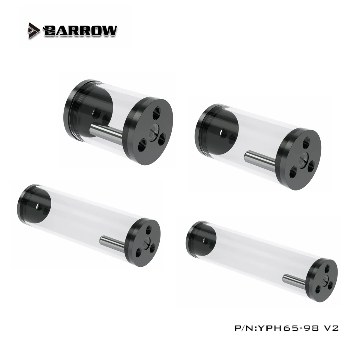 Carrinho de Mão Yph65 v2 Tanque de Reservatório Transparente Acrílico de 65 mm de Diâmetro Preto Branco 98 135 220 300 mm Reservatórios de Refrigeração de Água