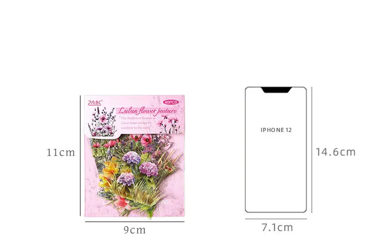 40 Stück Pflanzen und Blumen stapelt PET-Aufkleber, kreativ, dekorativ, handgefertigt, Scrapbooking-Material, Tagebuch, Album, Bastelbedarf – Detail 14