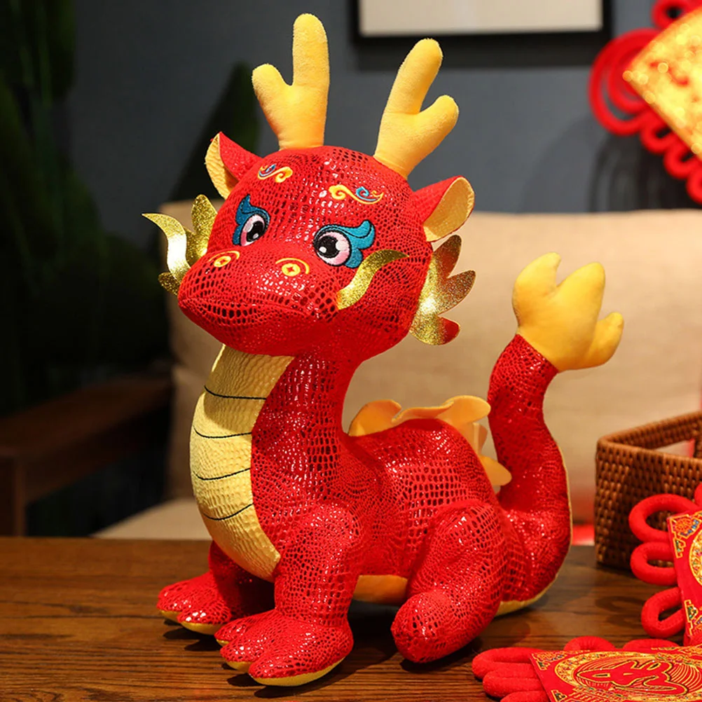 

Chinese New Year Dragon Toy 2024 Zodiac Dragon Doll Cartoon Plush Dragon Figurine Dragon Mascot Doll