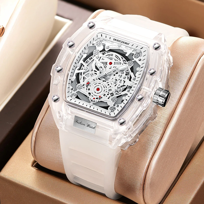 Tonneau Barrel Shaped Quartz Watch Waterproofing Transparent Style Fashion Watches Non Mechanical Uniqueness Watch