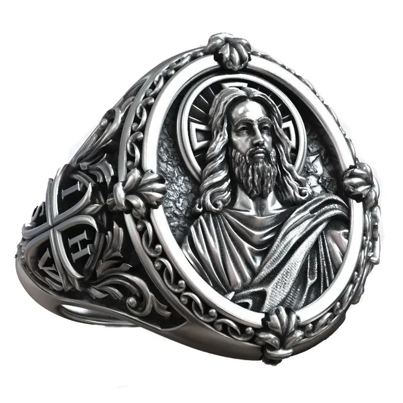 

15g Jesus Christ Cross IHSV Christian Signet Rings 925 Solid Sterling Silver Many Sizes Rings sz6-13