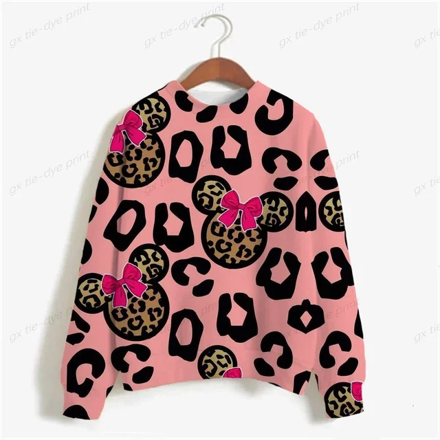 thumbnail image 1 of Sudadera con estampado de Minnie Mouse de Disney para mujer, suéter de cuello redondo para primavera y otoño, ropa holgada coreana, estilo retro Harajuku coreano, 1 of 5