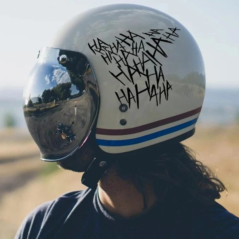 7 Colors HAHAHA Motorcycle Decals Creative Funny Motocross Helmet Waterproof Decor Stickers Moto Bumper Fuel Tank Sticker 1pc