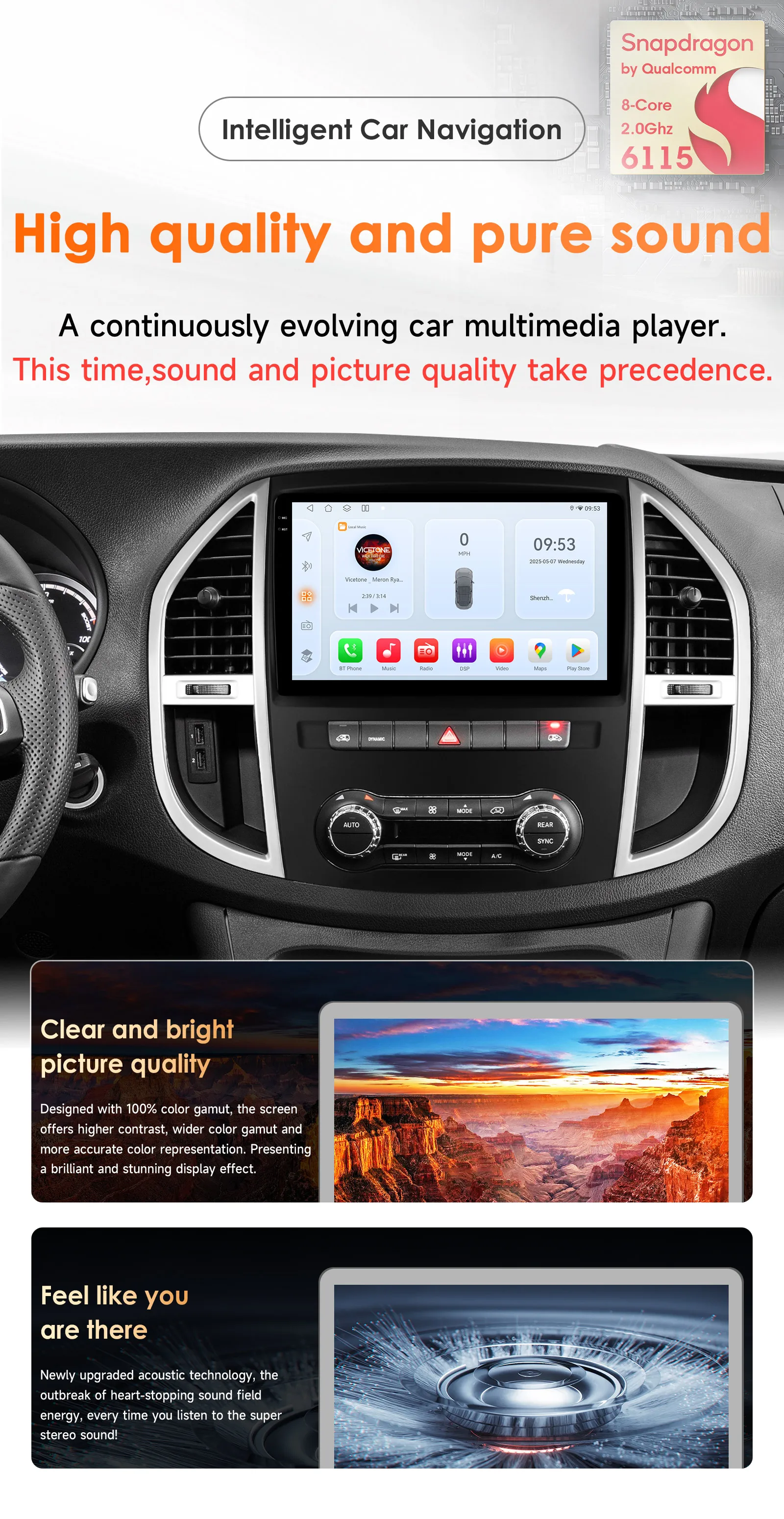 Hizpo 10,1" Smart Car Systems für Mercedes Benz Vito W447 2014 - 2021 GPS Multimedia Wireless CarPlay 2 Din Android Auto Stereo – Detail 3