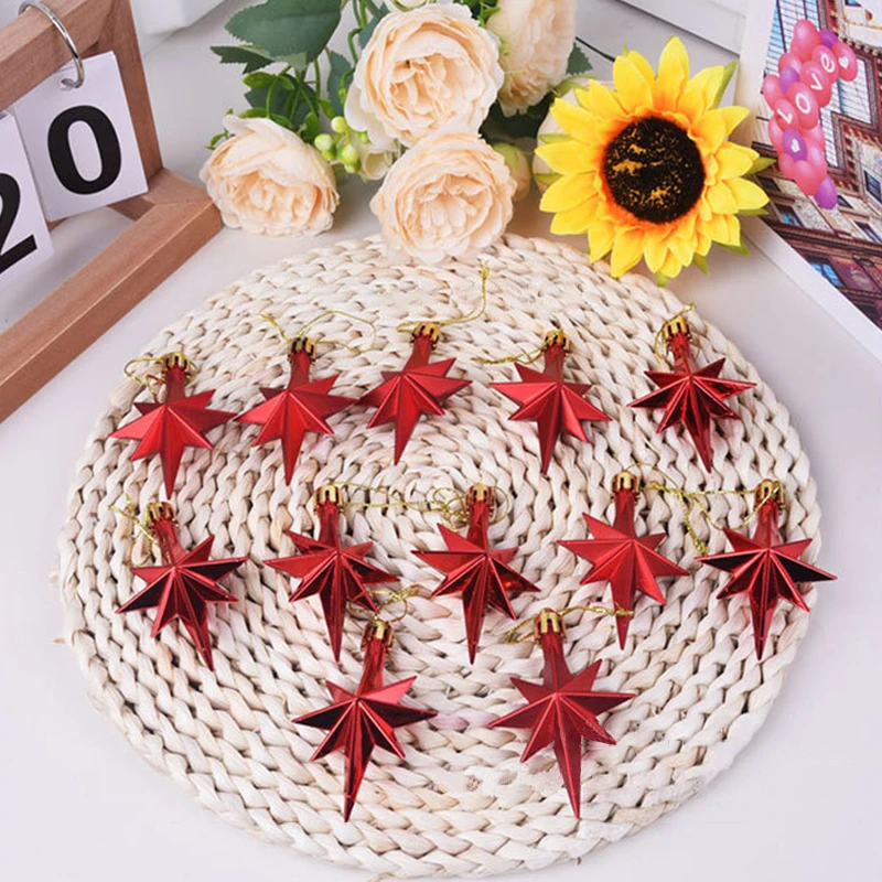 Christmas Treetop Star Pendent Glittering Hollow Out Gold Silver Red Stars Home Party Festival Hanging Decoration Tree Ornament christmas decorations