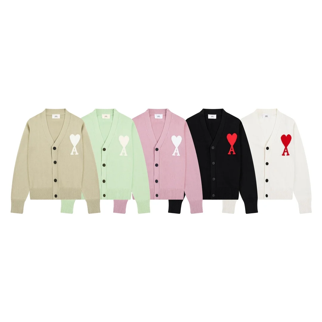 Thickened Winter Knit Sweater Pullover Casual Trendy Heart Shaped Red Peach Colored Ami Love Heart Sweater For Men Women 6