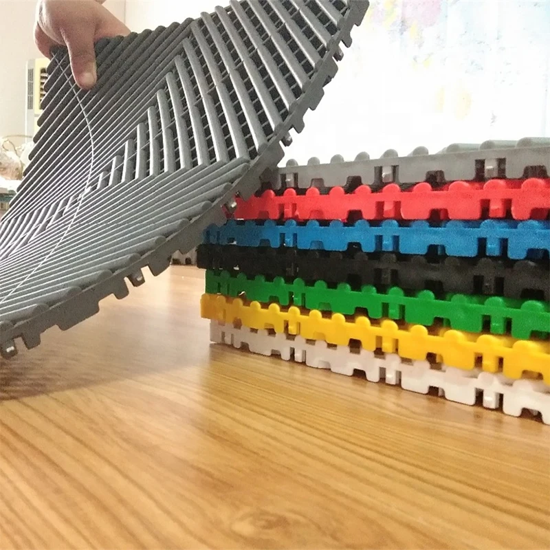 

PVC Plastic Garage Floor Tiles for Car Detailing Shop, Vented Drainage, Eco, Easy to Install, High Quality