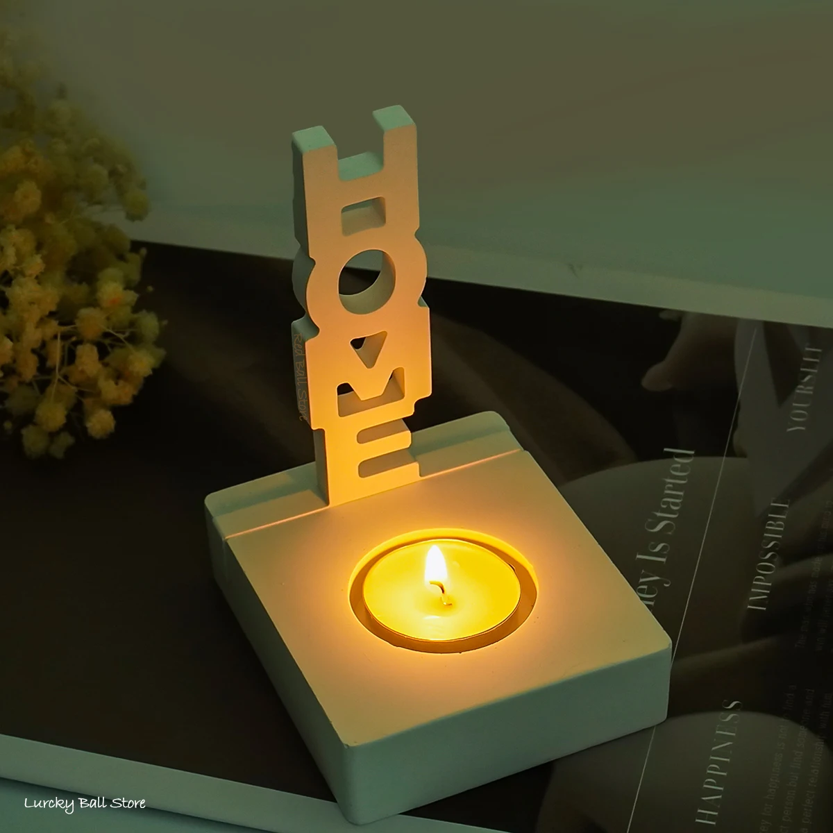 Silicone Mold DIY HOME Letter Candlestick Mold for Room Decor