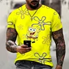 2024 Summer Children's SpongeBob T-shirt Kids Fashion Casual Men's Round Neck T-shirt Cartoon Boys Clothes Girls Tops 1