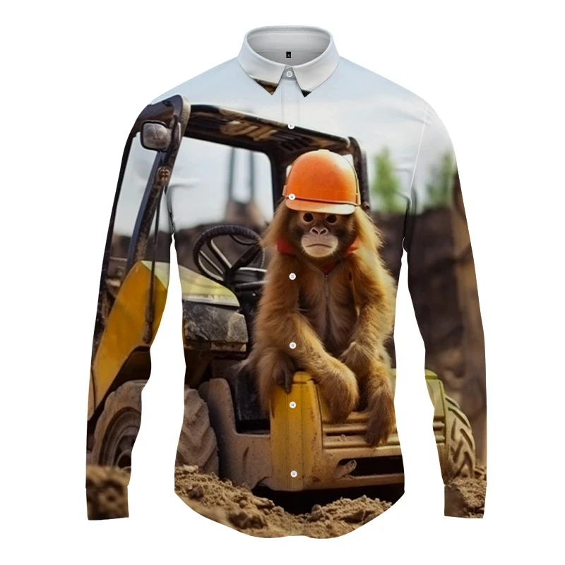 thumbnail image 1 of Camisa de manga larga con estampado 3D de gorila animal Camisa elegante y cómoda para hombre Camisa de fiesta de oficina Camisa informal versátil Disfraz, 1 of 5
