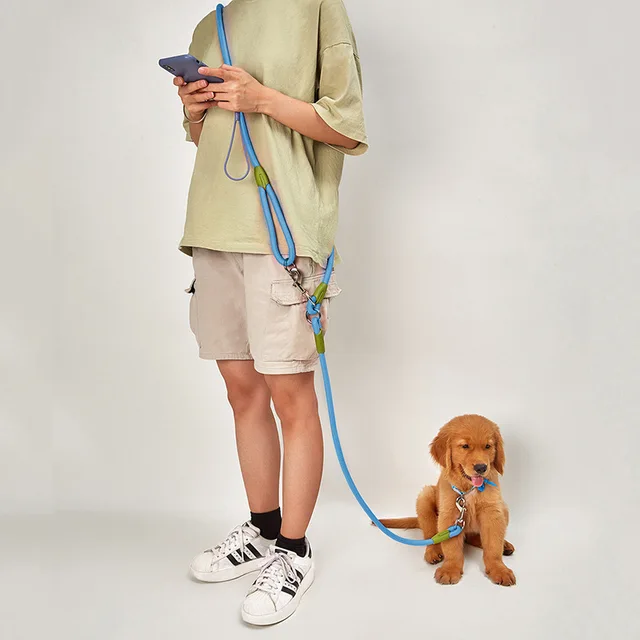 Reflective Nylon Leashes Pet Dogs Chain Traction Rope Leads for Running Dog Walking Free Hands Rope Chain for Small Large Dogs 3
