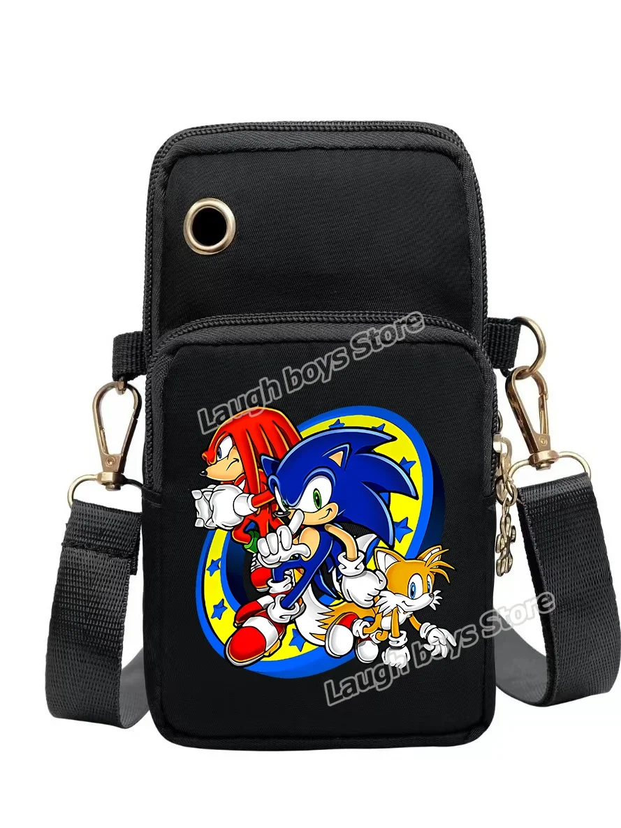 thumbnail image 1 of Estuche para teléfono móvil de Sonics, bolso bandolera minimalista de moda con figura de juego, monederos de gran capacidad, bolsos de muñeca informales de varias capas, 1 of 5