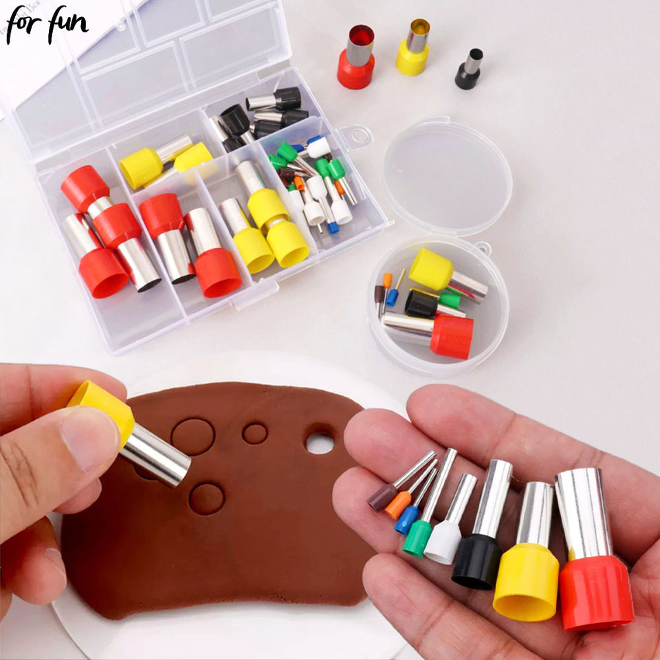 For Fun 8/40pcs Mini Clay Cutters Earring Hole Hollow Round Cutter Pottery Tools Polymer Clay Tools Clay Extruder