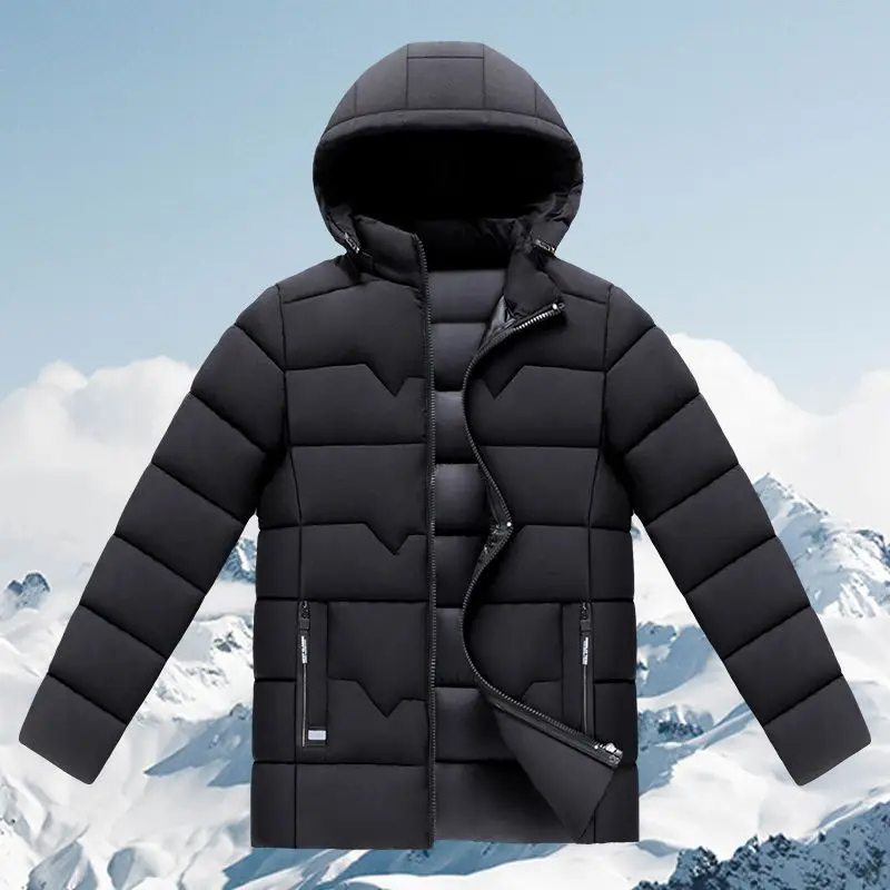 

2022 Men's Winter Fashion Short Cotton-padded Jackets Male Thick Warm Slim Outerwear Men Middle-aged Casual Hooded Coats L43
