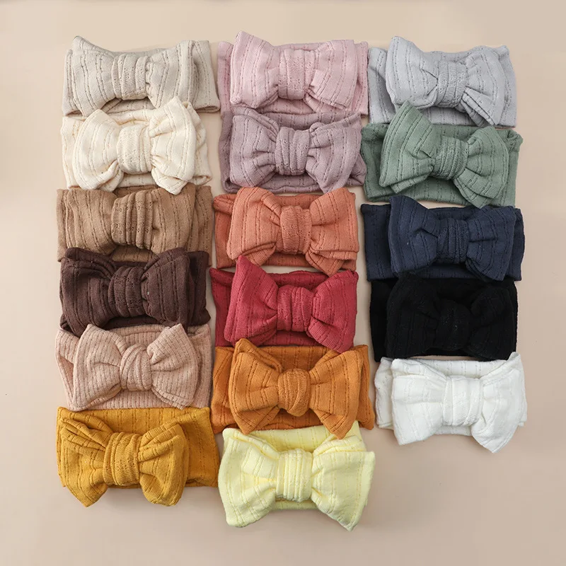 Baby Headband Hair Accessories Infant Girl Hairbands Bows Elastic Turbans for Newborn Babies Cotton Knitted Hair Band Baby Items - 6
