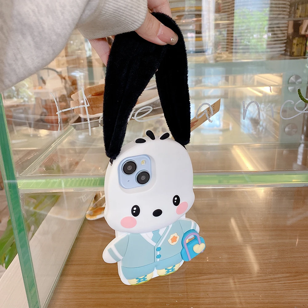 3D Cartoon Dog Silicone Phone Case with Strap - Shockproof & Soft Protective Cover