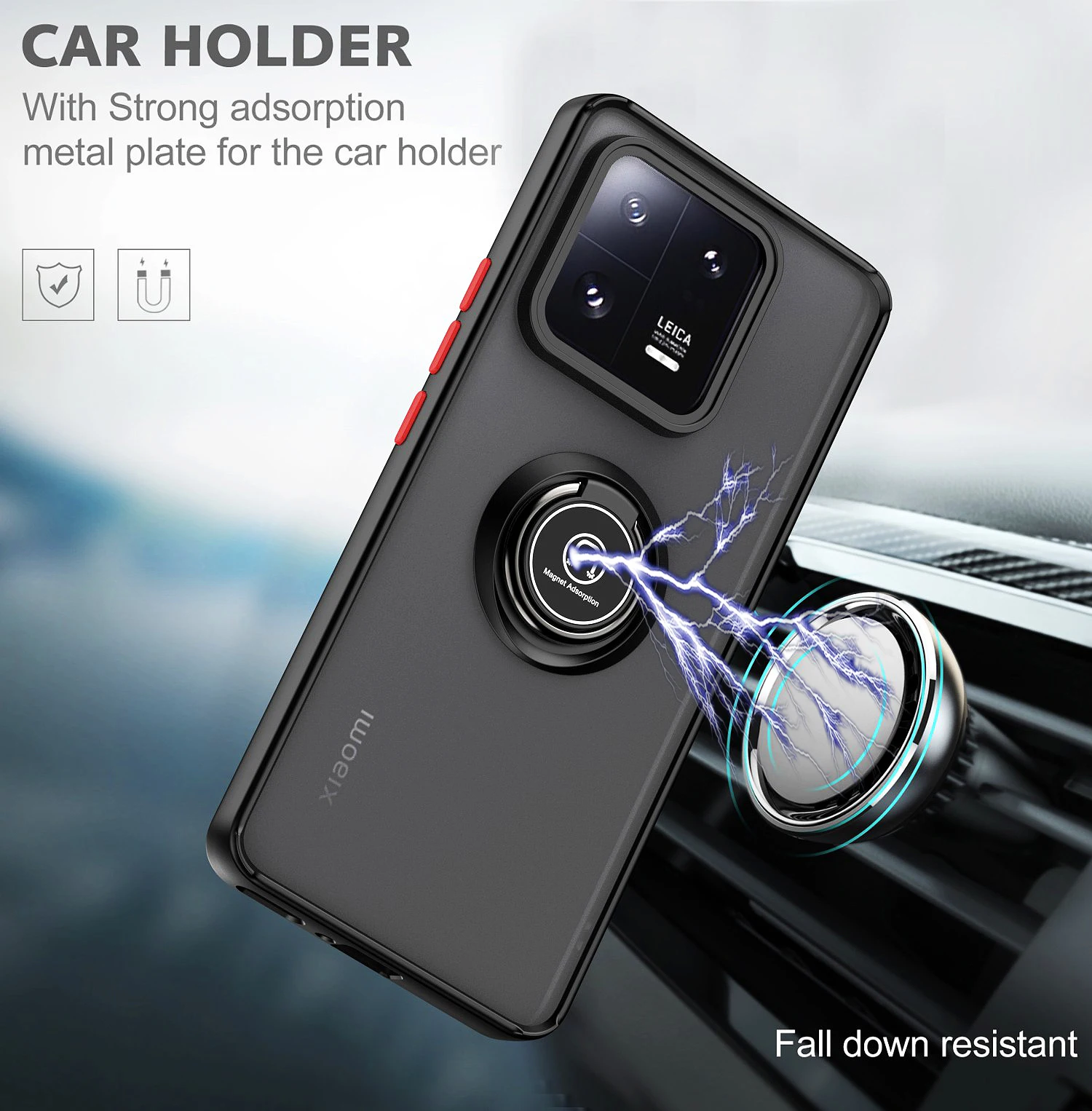 Matte Finish Phone Case with Ring Bracket and Stylish Design