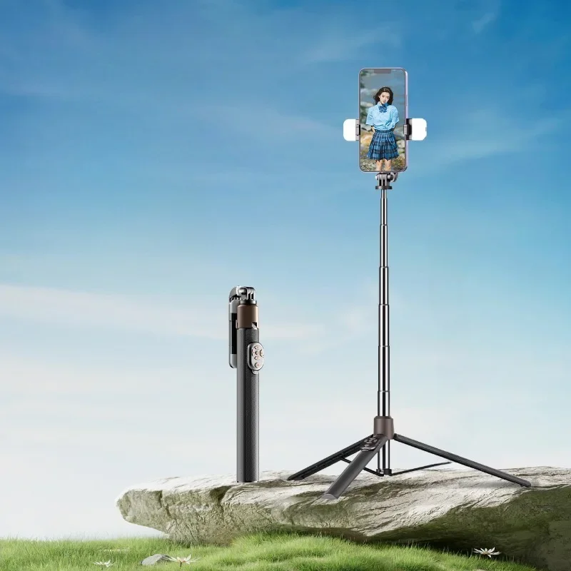 Mobile Phone Holder Selfie Stick Extension Bluetooth All-in-one with Fill Light Remote Control Multifunction Live Desktop Tripod