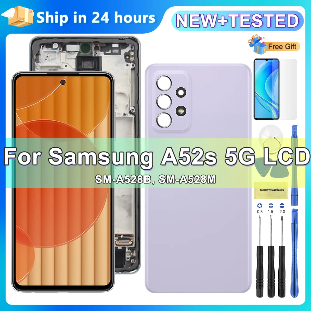 NEW Tested A52S Screen For Samsung A52s 5G A528 A528B A528M A528B/DS LCD Display With frame Touch Screen Digitizer Replacement