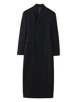 HH femme hiver mode simple boutonnage manches longues taille Long manteau femme col montant poches chaud solide laine manteau 6