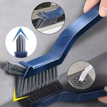 Spazzola multiuso per la pulizia degli spazi del pavimento delle piastrelle del bagno 2 in 1 Strumento per la pulizia delle mani delle scanalature delle finestre per angoli domestici e cucina 1