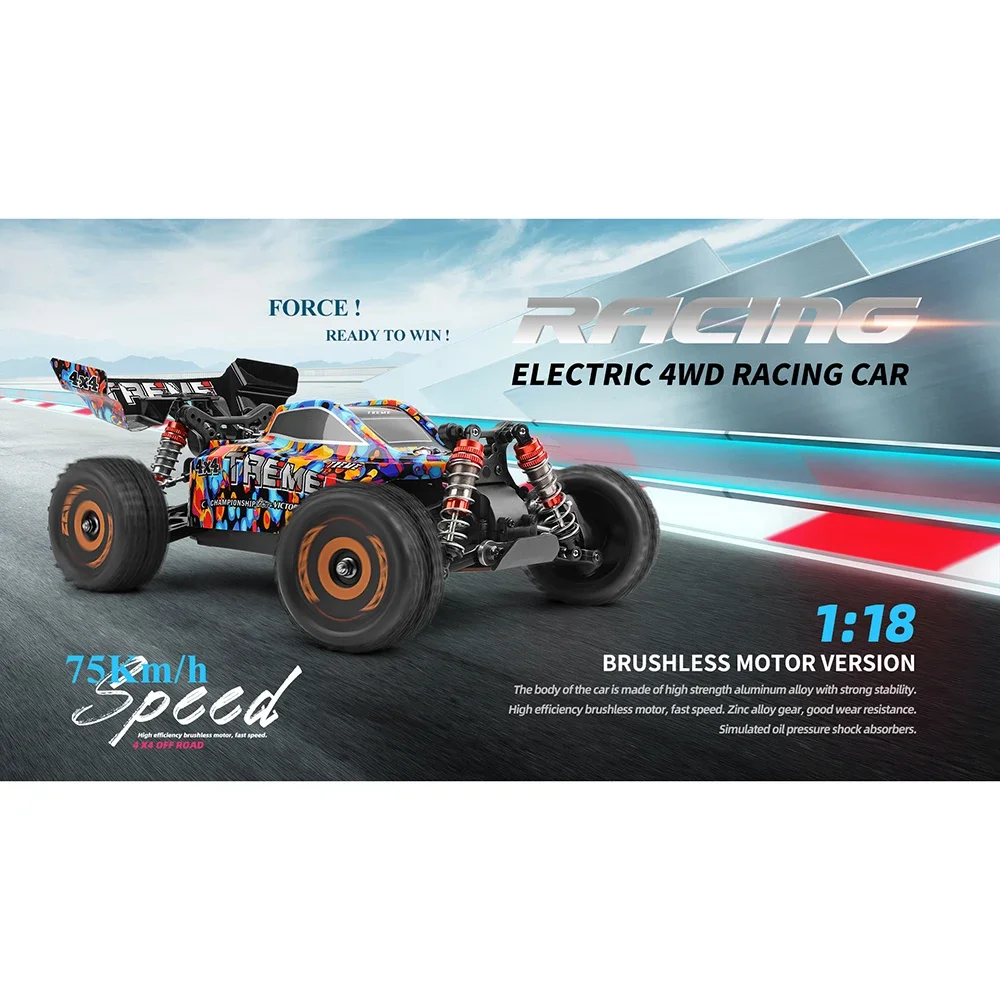 WLtoys 184016 RC Car 75KM/H 2.4G Brushless Electric High Speed Vehicle 184011 4WD Off-Road Remote Control Racing Brush Car 1/18 2