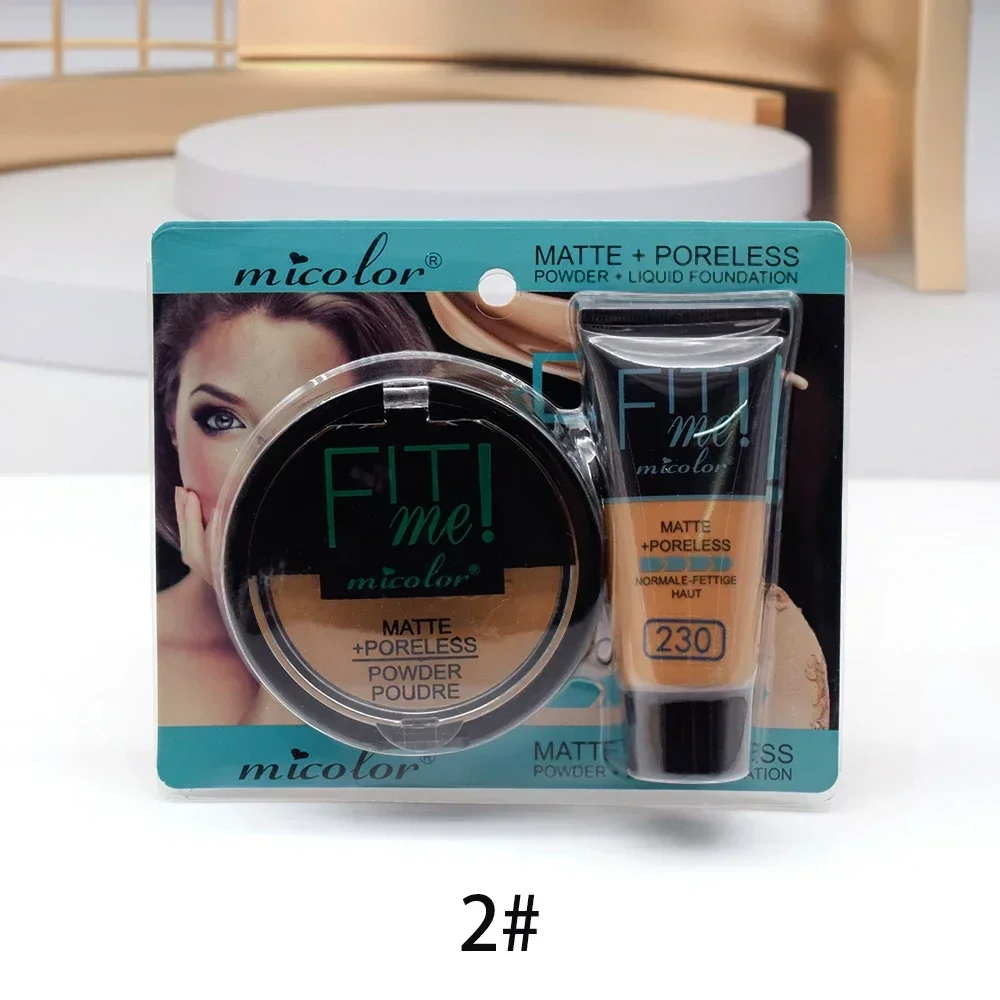 Liquid Foundation 30ml Dark Skin Dedicated Foundation Cosmetic 30g Micolor Fit Me 2 IN 1 Matte Black Skin Poreless Powder Set