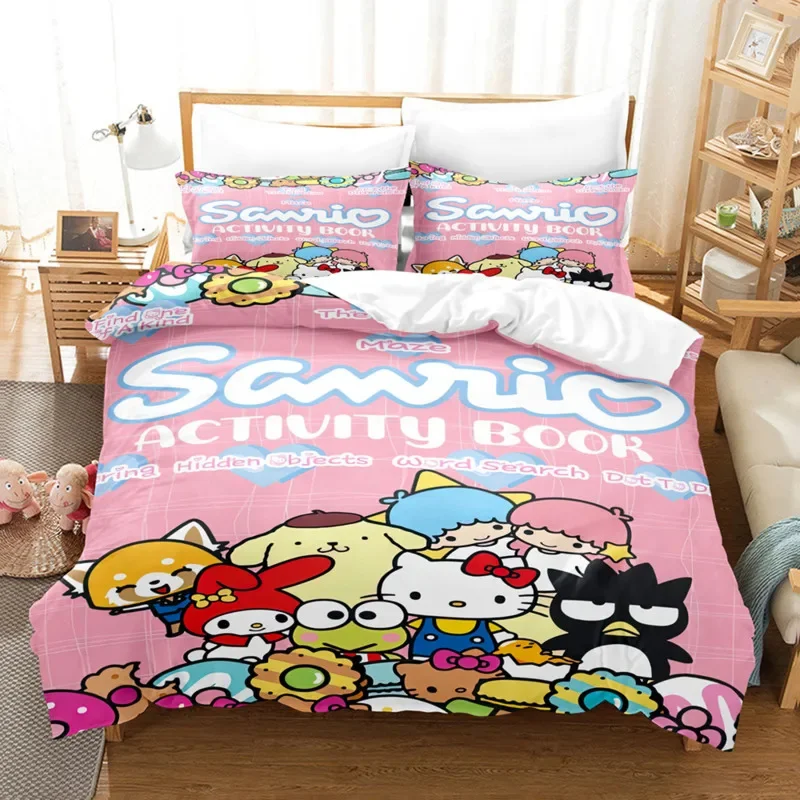 

Sanrio Bedding Set Hello Kitty Kuromi Pacha Dog Duvet Cover Pillowcase Cartoon Anime Children's Room Decoration Dedicated