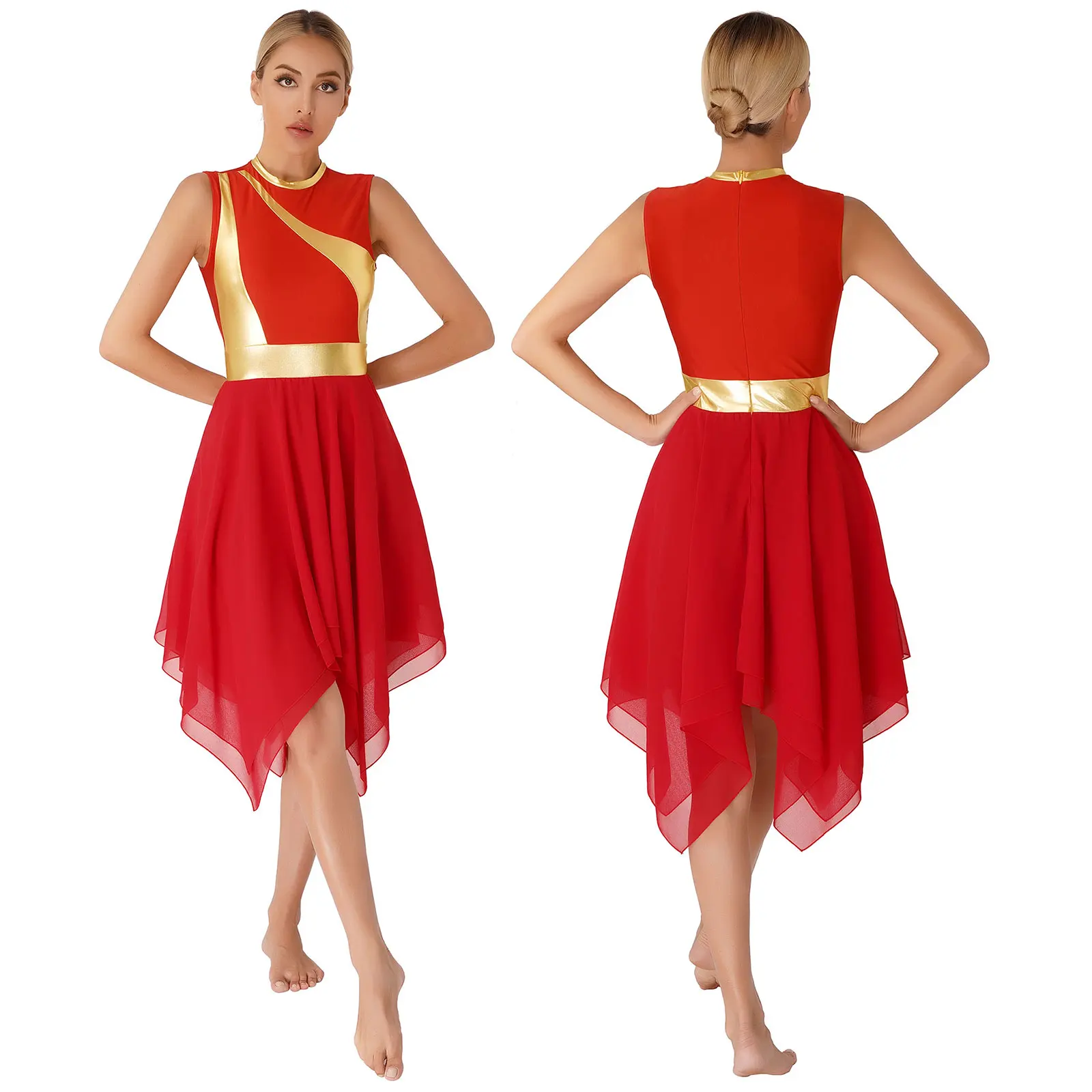 thumbnail image 1 of Leotardo de gimnasia para mujer, vestido de baile lírico de Ballet, traje de patinaje artístico dividido con diamantes de imitación, vestidos de graduación líricos, Ropa de baile, 1 of 5