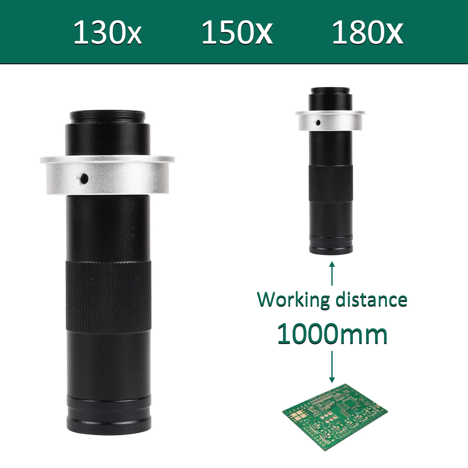 

Magnification Adjustable 180X 150X 130X Zoom C Mount Lens 0.7X~4.5X Magnification For HDMI USB Industry Video Microscope Camera