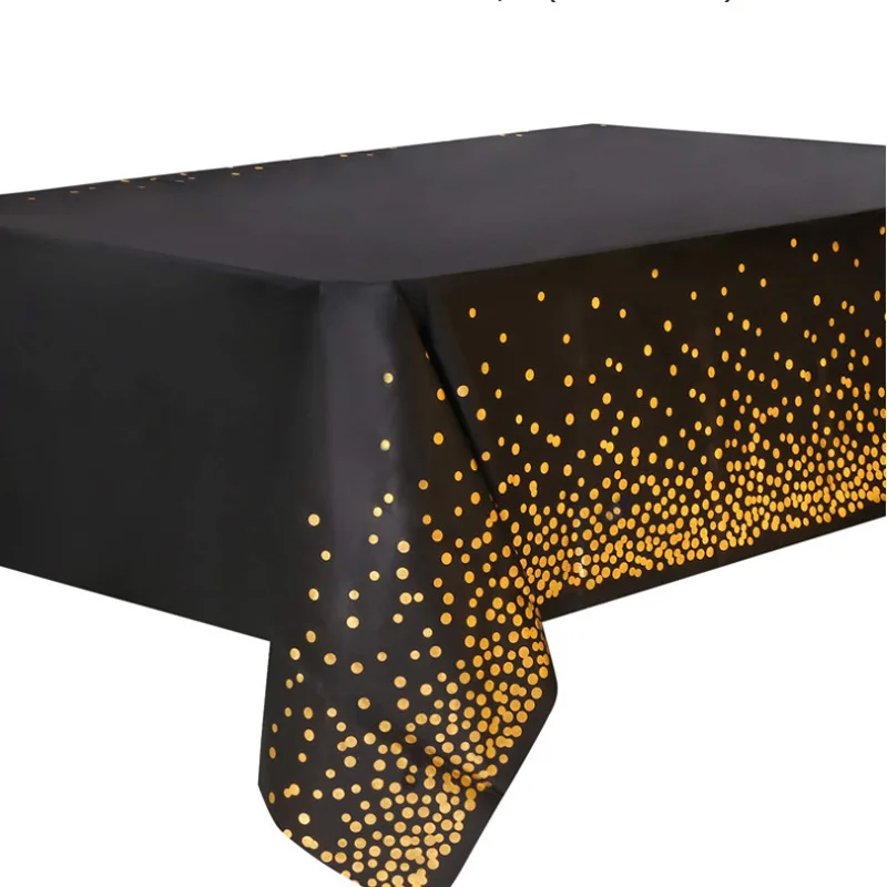 

A352Disposable printed polka dot rose gold tablecloth PE plastic oil-proof tablecloth home hotel party supplies_Wholesale