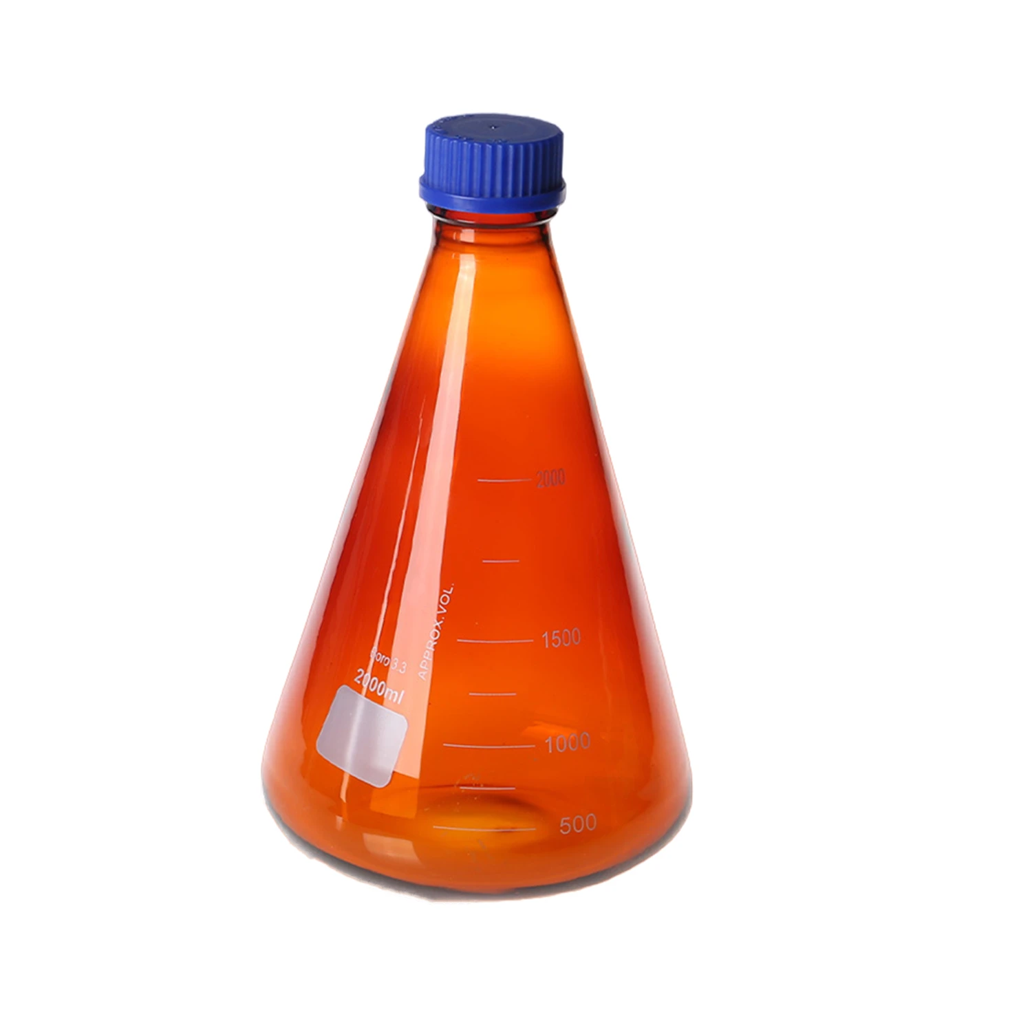 Brown Glass Erlenmeyer Flask With Plastic Screw Cap Lab Amber Conical Bottle