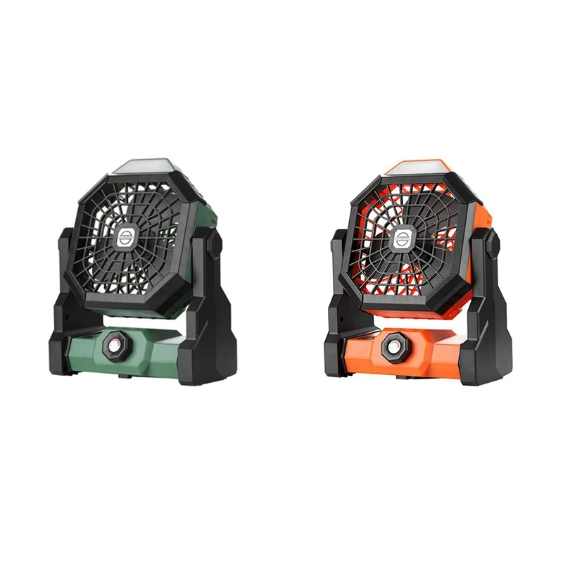 

Outdoor Tent Fan 7800Mah Rechargeable Battery Operated Camping Fan With LED Night Light Green