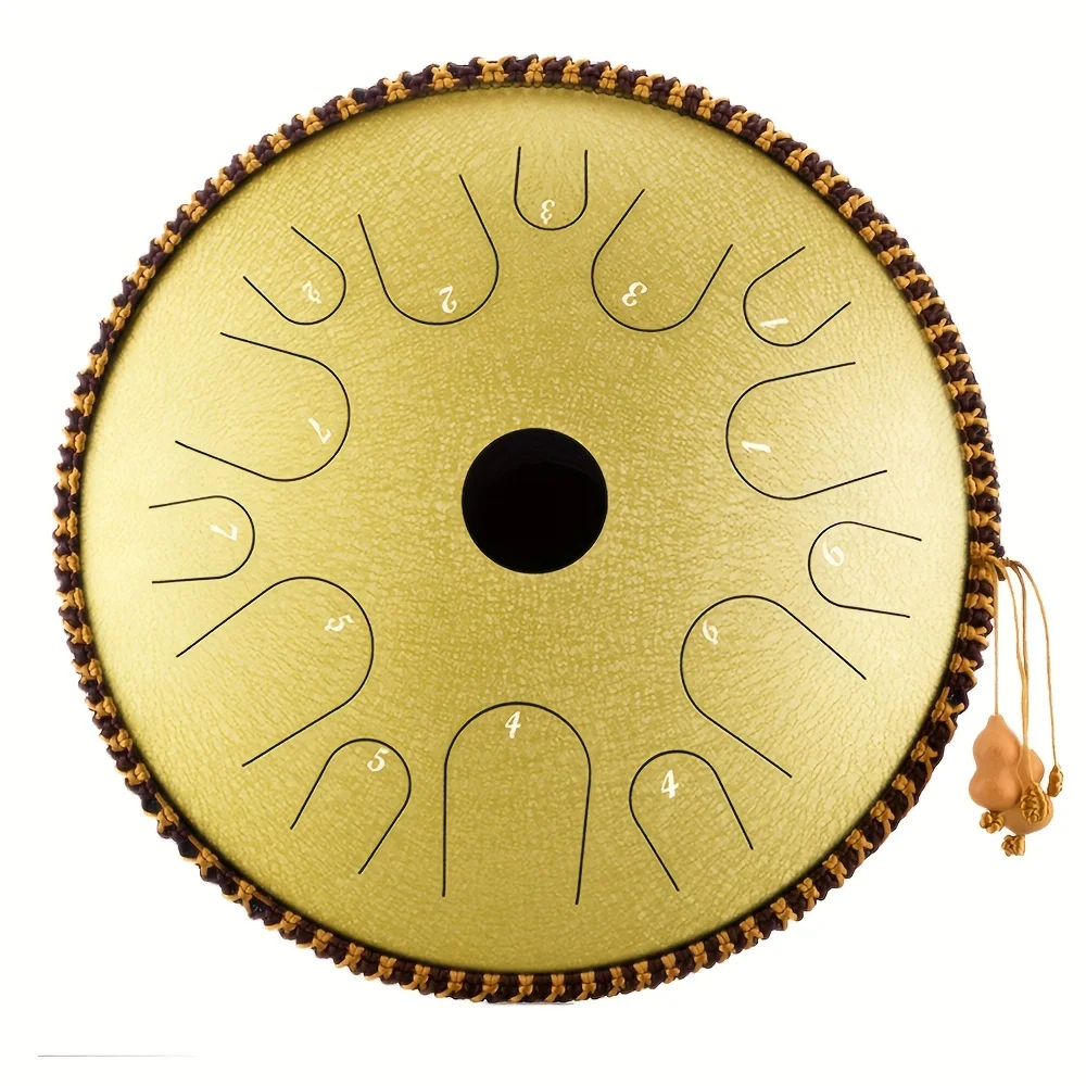 hluru 14 tone ethereal drum 14 inch steel tongue drum instrument handmade high-end copper steel material tambourine with bag dru
